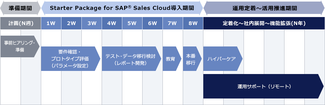 Starter Package for SAP Sales Cloud 導入スケジュール（例）